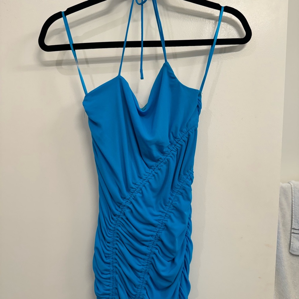 White fox blue dress